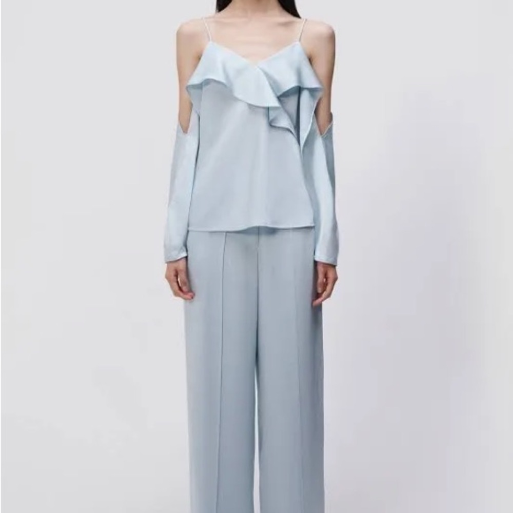 Jonathan Simkhai Blue Diane Cold Shoulder Top